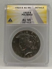 1923 Peace Dollar ANACS AU55 Details Polished