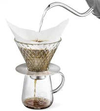Osaka, Glass Coffee Dripper - Diamond Weave Dripper with Removeable Base