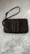Vintage Coach Brown Pebbled Leather Wristlet