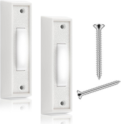 2 Pack Wired Door Bell Push Buttons with LED Lighted Chime Switch White Doorbell
