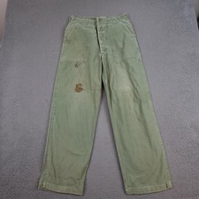 Vintage US Military OG-107 Sateen Pants Mens 32x30 Green Utility Workwear 60s
