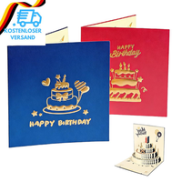 2 Sets Happy Birthday Geburtstagskarte, 3D Geburtstagstorte, Pop Up GrußKarte, H