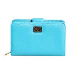 DOLCE & GABBANA Geldbörse Hellblau Leder Doppelfaltung Kontinental Damen...