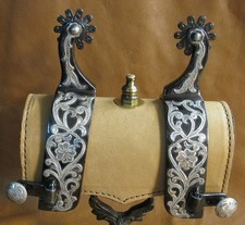 Silver Overlay Western Spurs Marked HILL