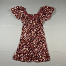 Pie In The Sky Mini Dress Womens Medium Multi Floral Puff Sleeve Sweetheart Neck
