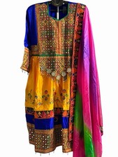 Silk Salwar Kameez Multi-Color Embroidered for Women with Dupatta and pants