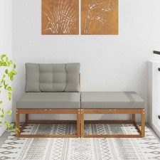 WALPLUS Cushioned Modular Sofa Units 2 Piece Outdoor Patio Seating Natural