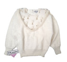 NWT CC INT'L Beaded Fuzzy Angora Sweater VTG Womens White Size L