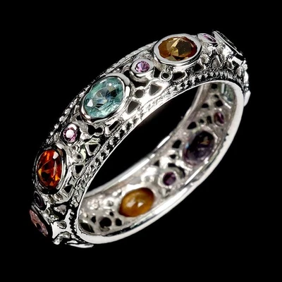 925 Sterlingsilber Ring Oval Turmalin 4x3mm Rhodolith Edelstein Schmuck Sz 8.5 - Bild 1 von 4