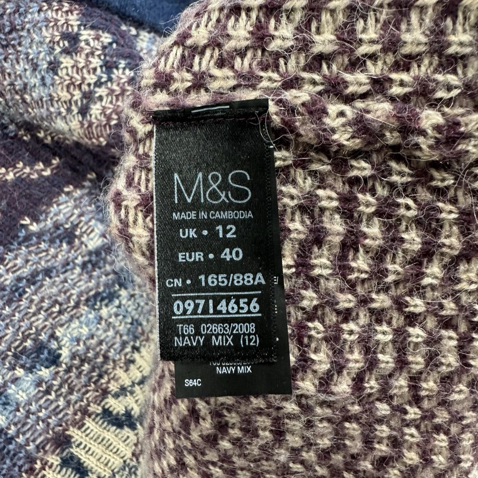 Cárdigan M&S Indigo Mezcla Alpaca Para Mujer Grande Azul Marino Floral Boho Cottagecore Acogedor Foto 4 de 4