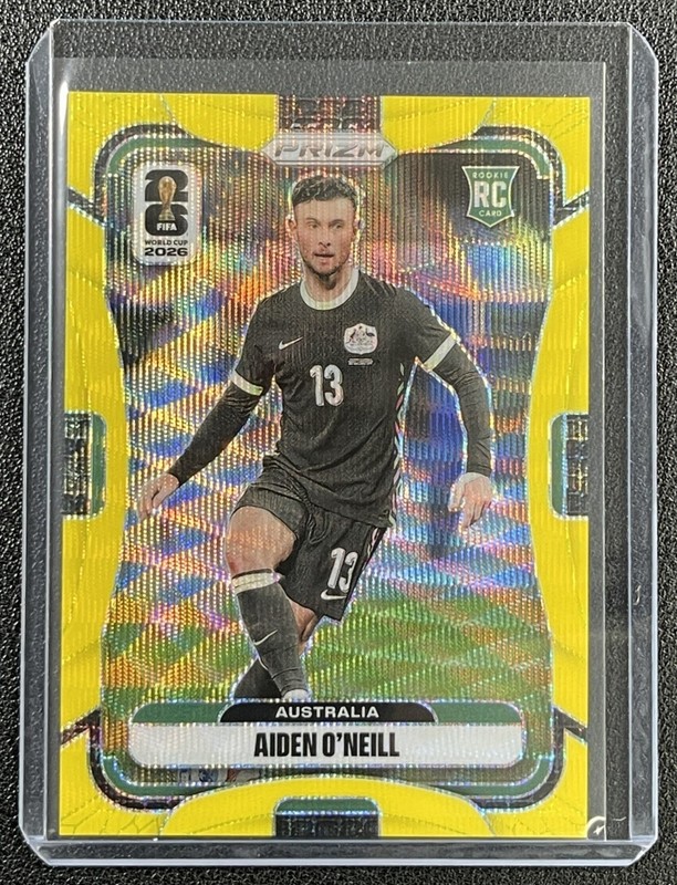 AIDEN O'NEILL 2026 PANINI PRIZM WORLD CUP 139 FLUORESCENT YELLOW WAVE RC 120/180