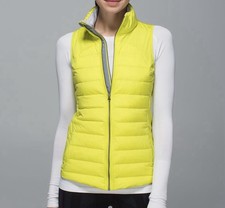 Lululemon Down For It All Vest Womens 10 Yellow Split Pea Quilted Puffer Running