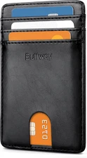 Buffway Mens Slim Wallet, Minimalist Thin Front Pocket Leather Credit Card Holde