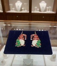 Enamel Christmas Gnome Dangle Earrings