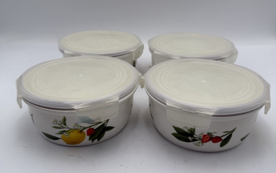 Set 4 Lock & Lock Glass Containers W LIDS Cereal Storage Leftovers Lemon  R24