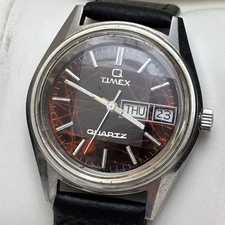 1978 Timex Pulp Fiction Vincent Vega Q Quartz Men's Vintage Watch Red Dial READ