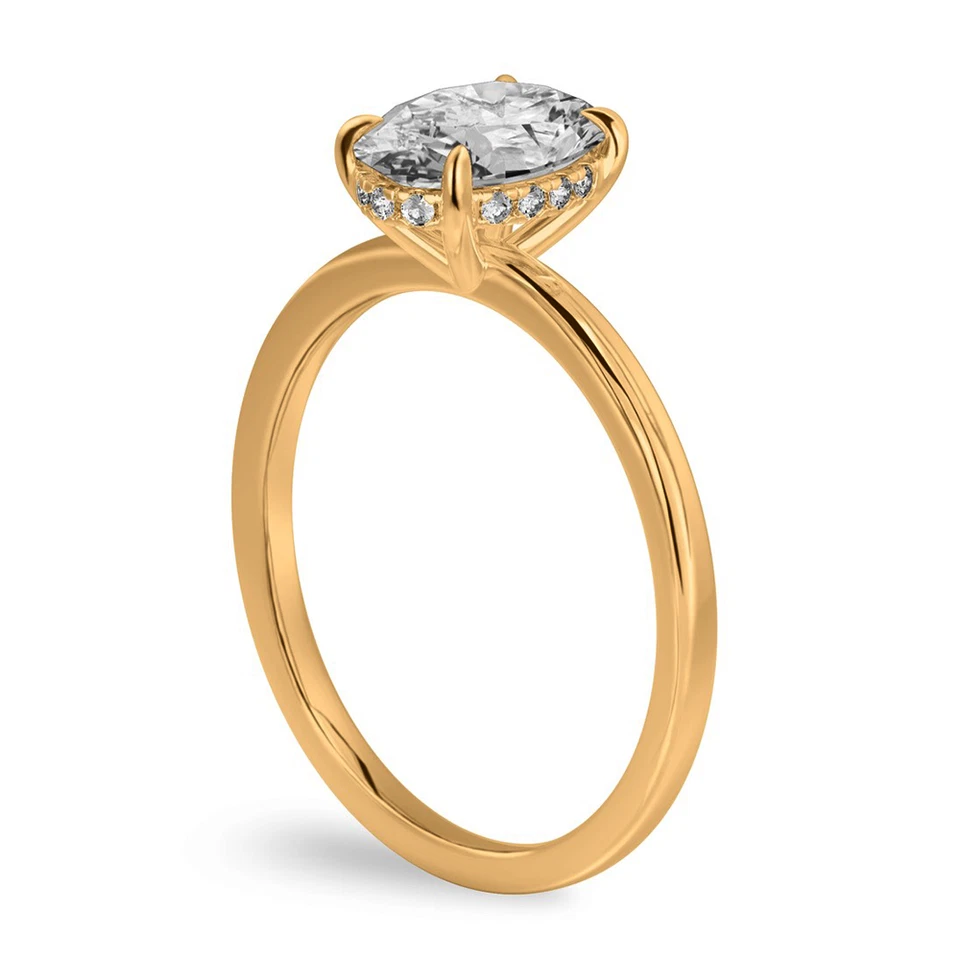 Diamond Yellow Gold Ring Women 18k Lab Grown Oval 2.3 Carat IGI Certified Size 7 - Image 3 of 4