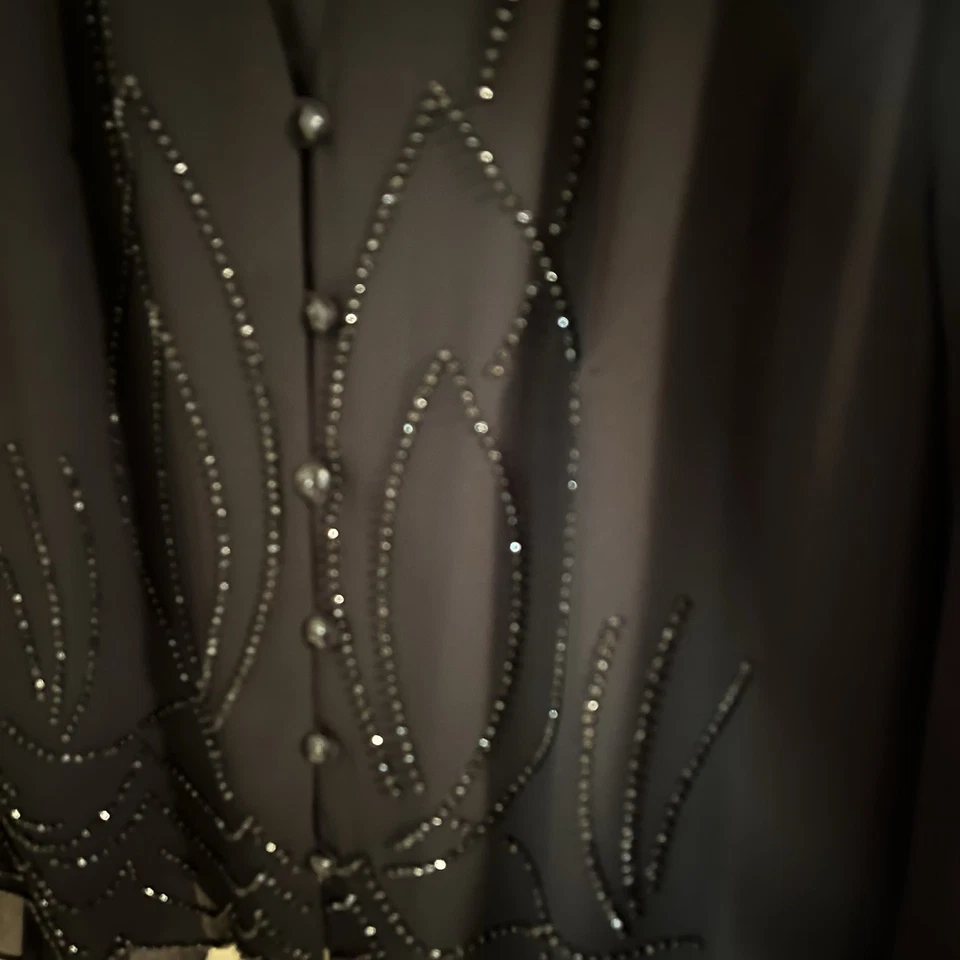 De colección J.R. Nites Mujer Talla 24 Negro Cuentas Top Capricho Bruja Campana Manga Gótico Foto 3 de 4