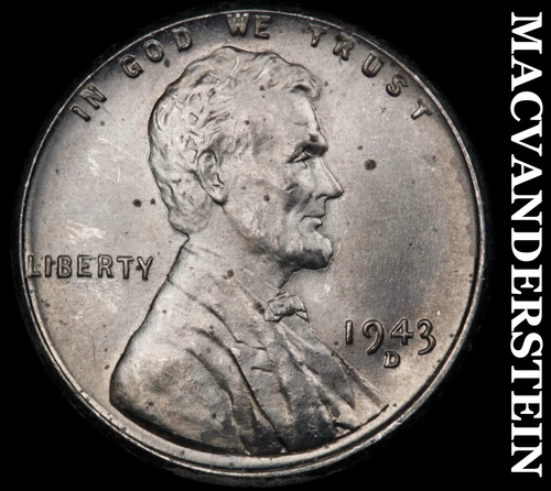 1943-D Lincoln Wheat Cent- Choice Gem Brilliant Uncirculated Luster #J4281