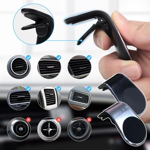L-Clip Car Phone Magnetic Holder for Air Vent Mount Bracket for Mobile Phone UK - Zdjęcie 2 z 15