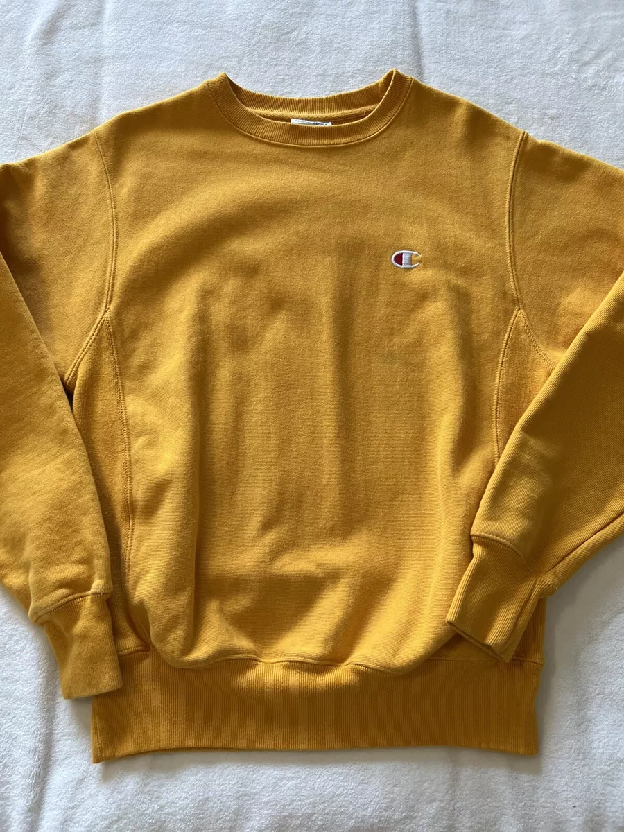 Vintage Champion Reverse Weave Sweatshirt Crewneck Sz Small Yellow ...