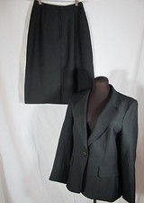 Loubella Black Polyester 2 Piece Skirt Suit Jacket 12 13 Skirt 14 15Made in USA