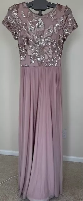 Betsy & adam hotsell sequined chiffon gown