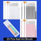 20PCS NAIL ART BRUSHES DESIGNING PAINTING DOTTING DETAILING PENS BRUSHES KIT,UK