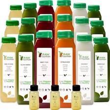 RAW Fountain 3 Day Juice Cleanse Detox, COCONUT, Natural Cold Pressed 18ct 12oz