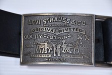 Vintage Levi's Leather Belt With Buckle Made In USA size 36
