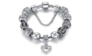 Authentic Radiant Luminescence 18K Gold Plated Crystal Heart Charm Bracelet