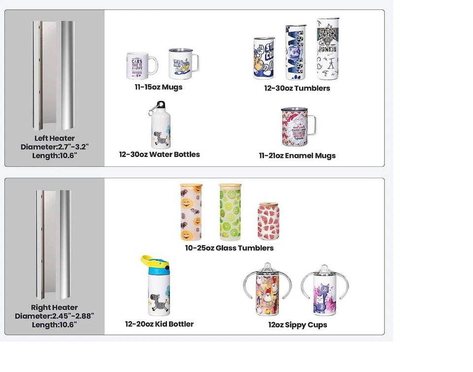 Prensa de calor vaso EENOUR 2 estaciones calentadores para sublimación recta 11 oz-30 oz... Foto 2 de 2