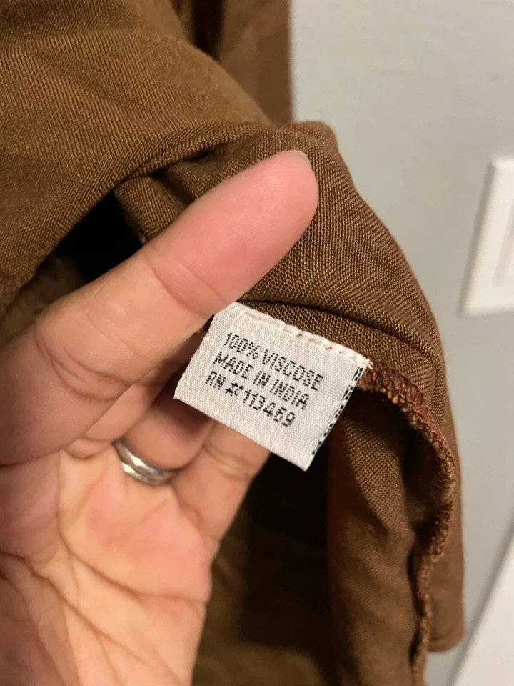 Túnica para mujer Rods pequeña marrón azteca bordada popover suroeste hippie boho Foto 3 de 4