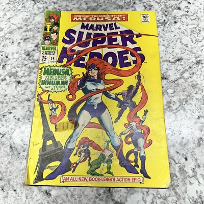 Marvel Super-Heroes #15 VG- 1968 First solo appearance of Medusa! SILVER AGE