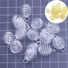 10Pcs DIY Necklace Spiral Bead Cages Pendant Making Finding Jewelry