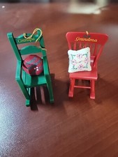 VTG 1988 Avon Grandma And Grandpa Rocking Chair Christmas Ornament Set With Box