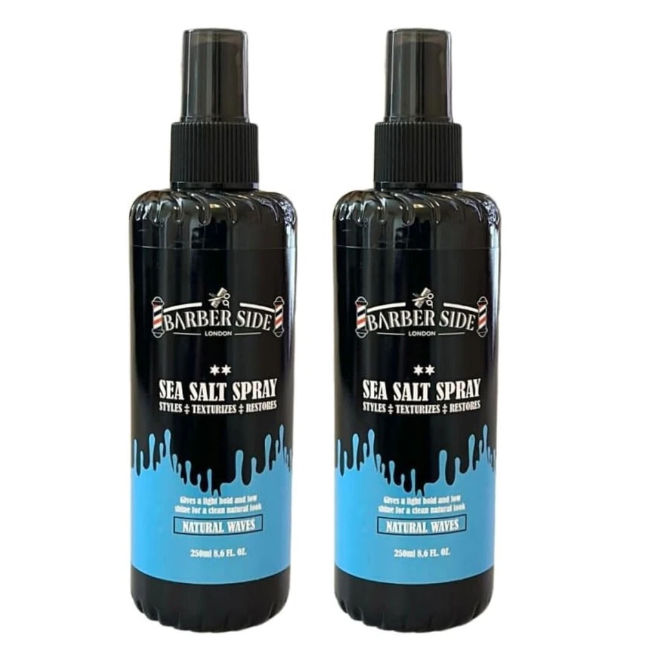 BARBERSIDE LONDON Texturizing Sea Salt Spray For Natural Waves, Light Hold, Low Shine 2x 250ml