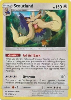 Pokemon - Stoutland 176/236 - Holo Rare - Cosmic Eclipse - NM/M