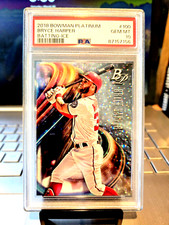 2018 Bowman Platinum Bryce Harper Batting-Ice #100 Gem Mt 10 Phillies. POP-4 
