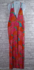 Trina Turk Maxi Dress Med Halter Neck Tropical Resort Beach Hawaiian Cruise NEW