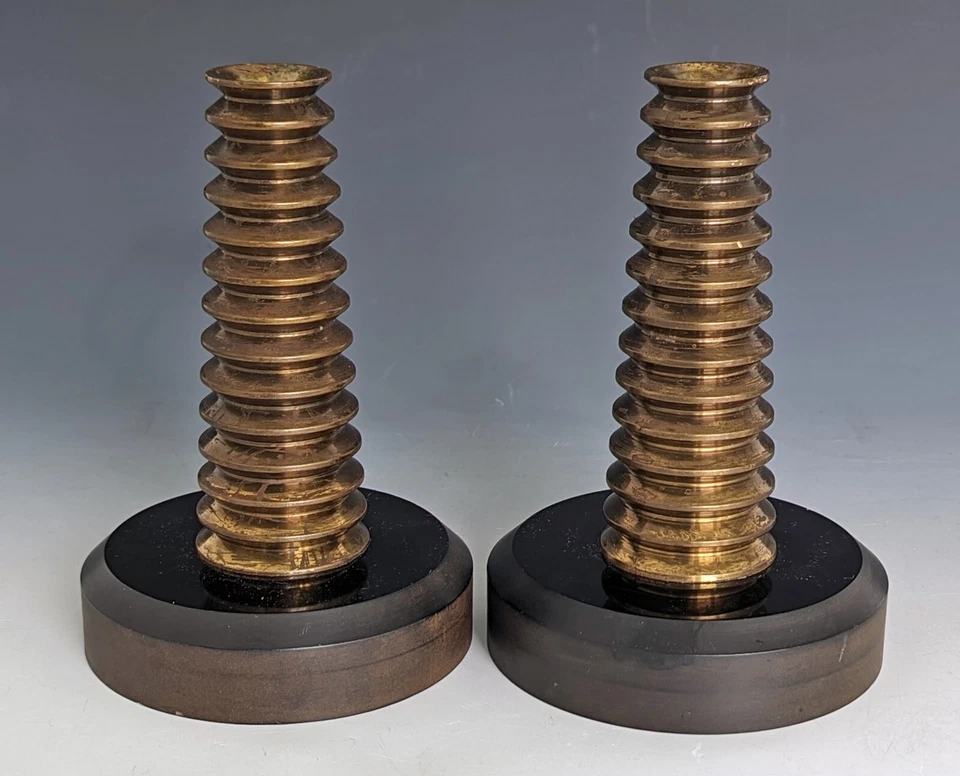 Candelabros de colección MACHINE AGE MODERN LATÓN MACIZO Y BAQUELITA rascacielos Art Deco Foto 4 de 4