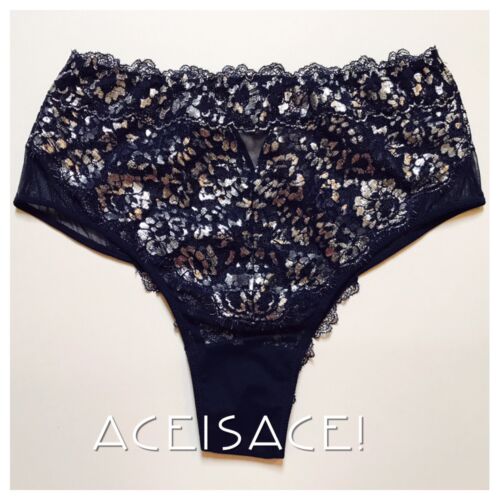 NWT*Victoria's Secret Dream Angels Lace High Waist Cheeky Panty-BLUE-METALLIC-SP - Afbeelding 1 van 1