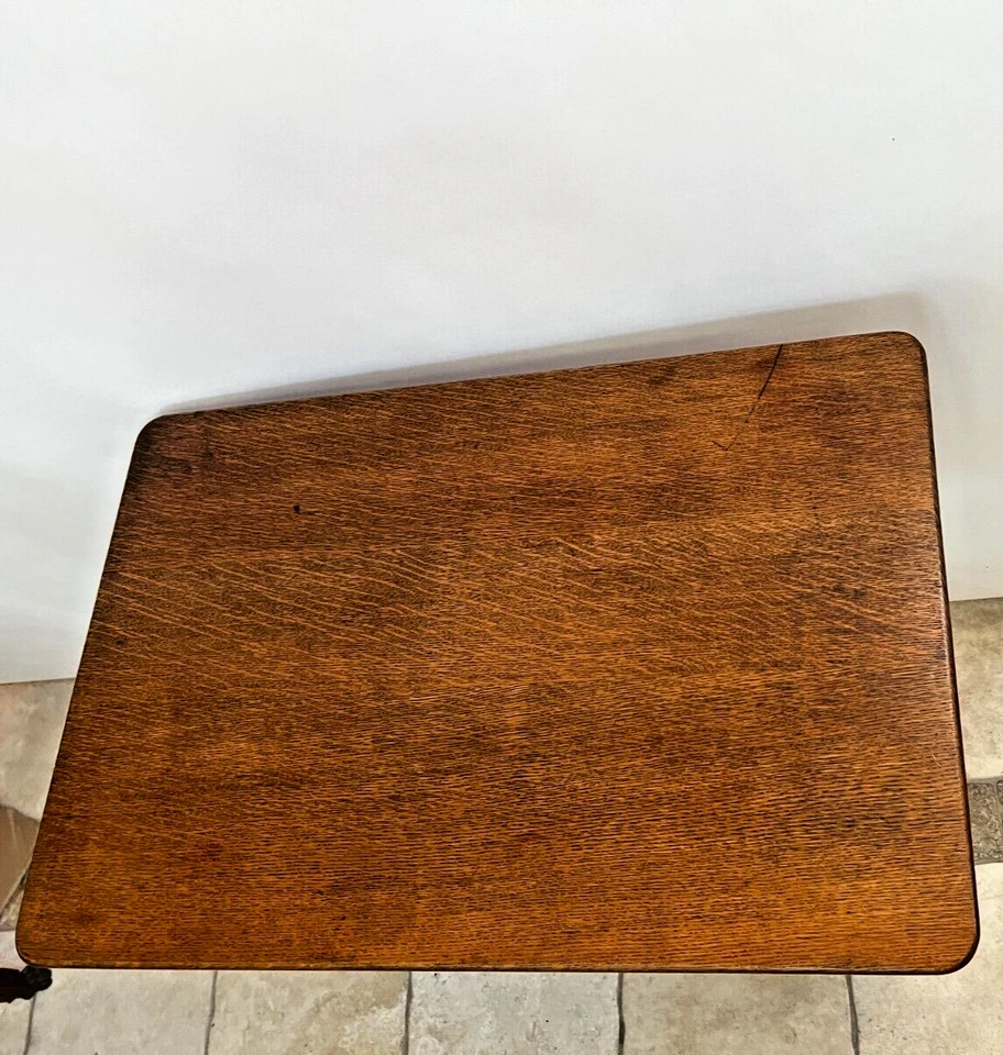 Antiguo Escritorio Biblioteca Mesa Un Cajón Estante Inferior Roble Macizo Campo Francés Foto 4 de 4