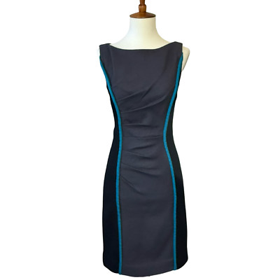 NWT Milly 100% Wool Pencil Dress Sleeveless Color Block Size 0 Black