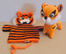  Vintage TIGER Knit Hand Puppet  Plush Made in JAPAN Dream Pets DAKIN set of 2