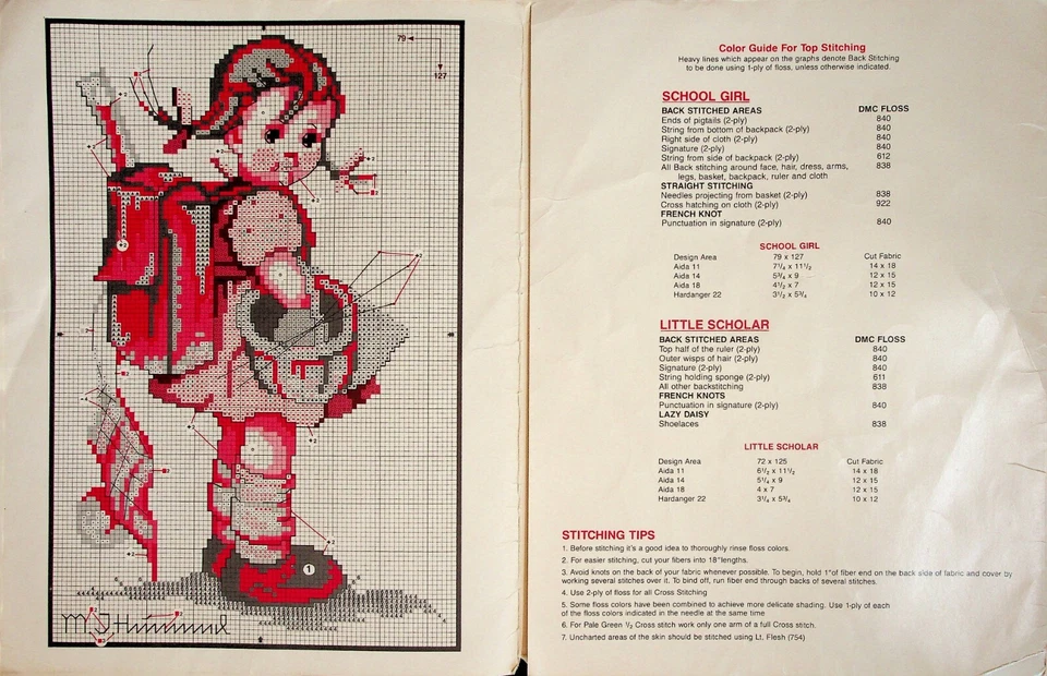 Hummel School Mates School Girl Scholar Frames Cross Stitch Pattern By Zug JCA - Image 2 of 2