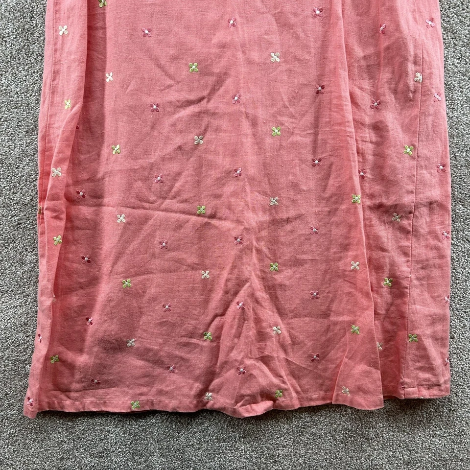 Bagatelle Women's Pink 100% Linen Sheath Sleeveless Embroidered Dress Size 8 - Изображение 3 из 4