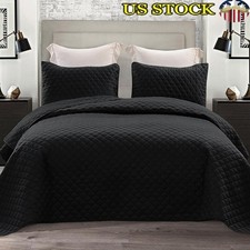 Reversible Quilt Set 3pcs Full Queen Soft Microfiber Lightweight Home Decor New