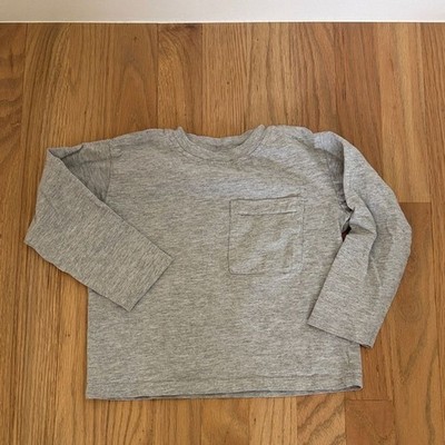 Zara Kids Long-Sleeve Pocket Tee - Light Gray