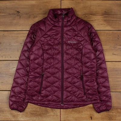 Columbia Puffer Jacket M Damen 00s Purple Omniheat Outdoor Full Zip Down
